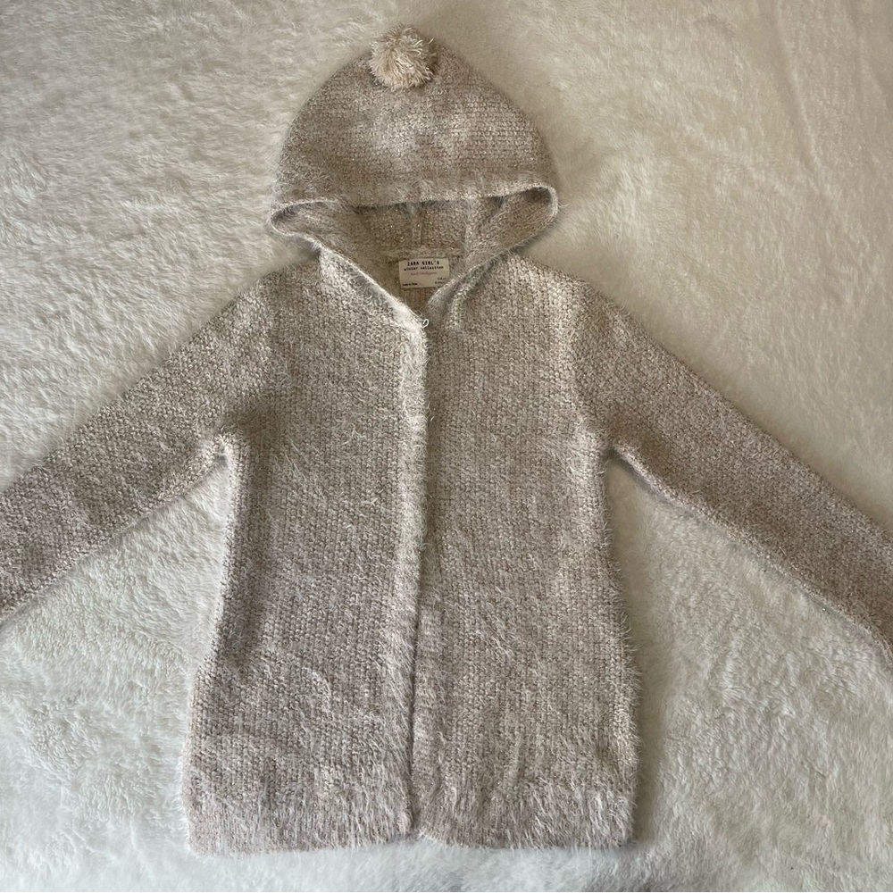 Zara knit cardigan sweater girl with hoodie size 6